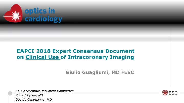 eapci 2018 expert consensus document on clinical use of