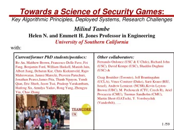 Towards a Science of Security Games :  Key Algorithmic Principles, Deployed Systems, Research