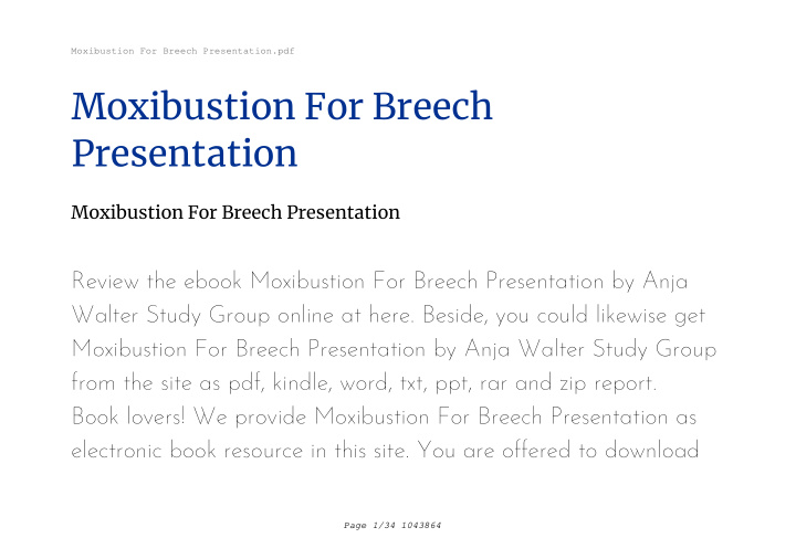 moxibustion for breech presentation