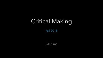 Critical Making  Fall 2018  RJ Duran  Draw Darth  Take 5 mins to draw Darth  Vader  Ready