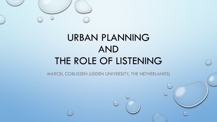 urban planning and the role of listening