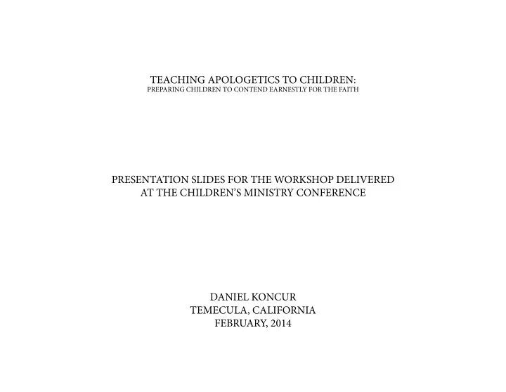 teaching apologetics to children