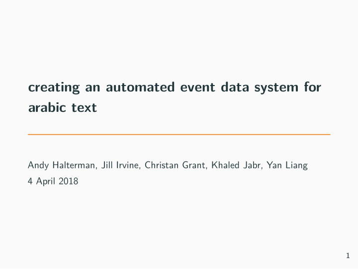 creating an automated event data system for arabic text