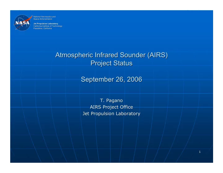 atmospheric infrared sounder airs atmospheric infrared