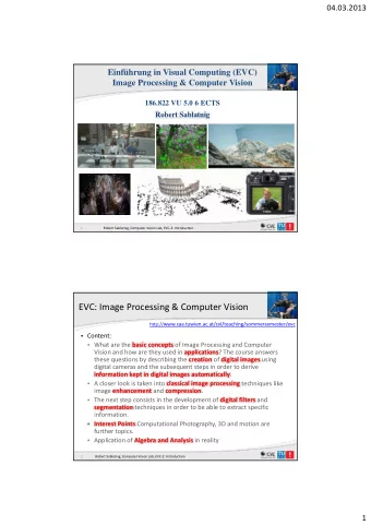 EVC: Image Processing &amp; Computer Vision http://