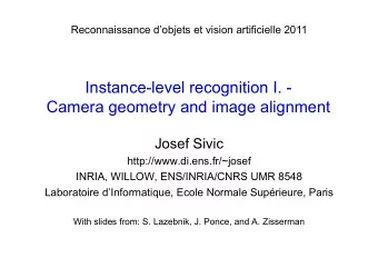 Instance-level recognition I. -  Camera geometry and image alignment  Josef Sivic