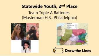 Statewide Youth, 2 nd Place  Team Triple A Batteries  (Masterman H.S., Philadelphia) Statewide