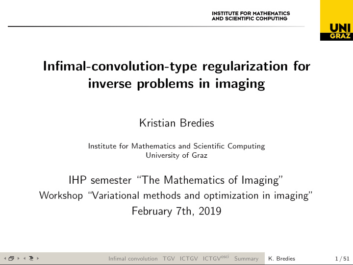 infimal convolution type regularization for inverse