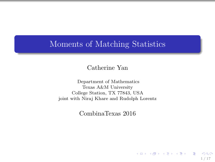 moments of matching statistics