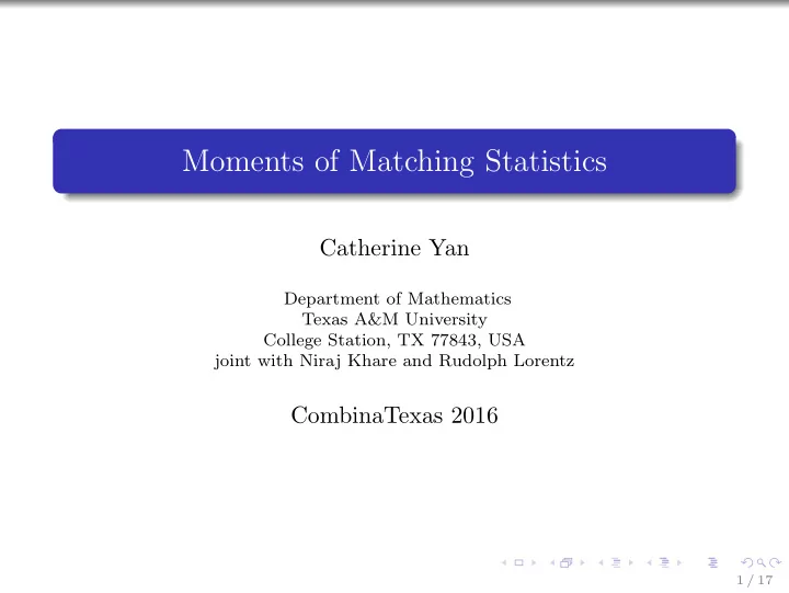 moments of matching statistics