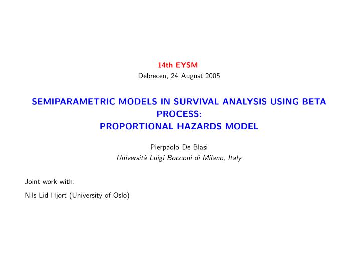 semiparametric models in survival analysis using beta