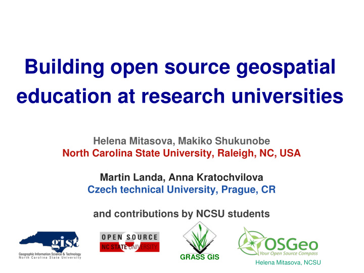 building open source geospatial education at research