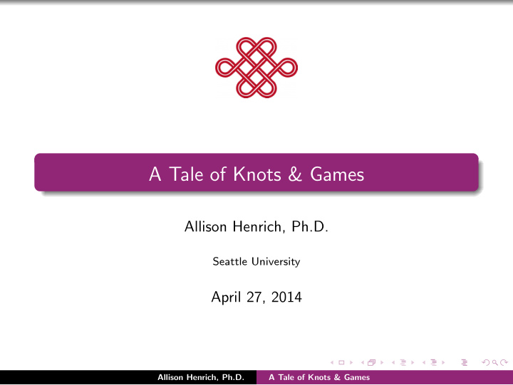 a tale of knots games