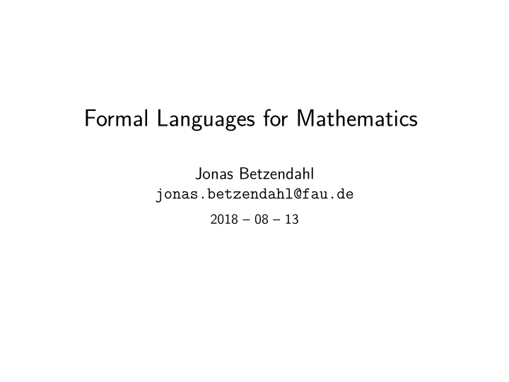 formal languages for mathematics