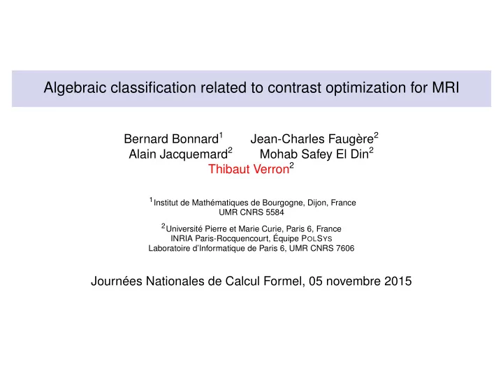 algebraic classification related to contrast optimization