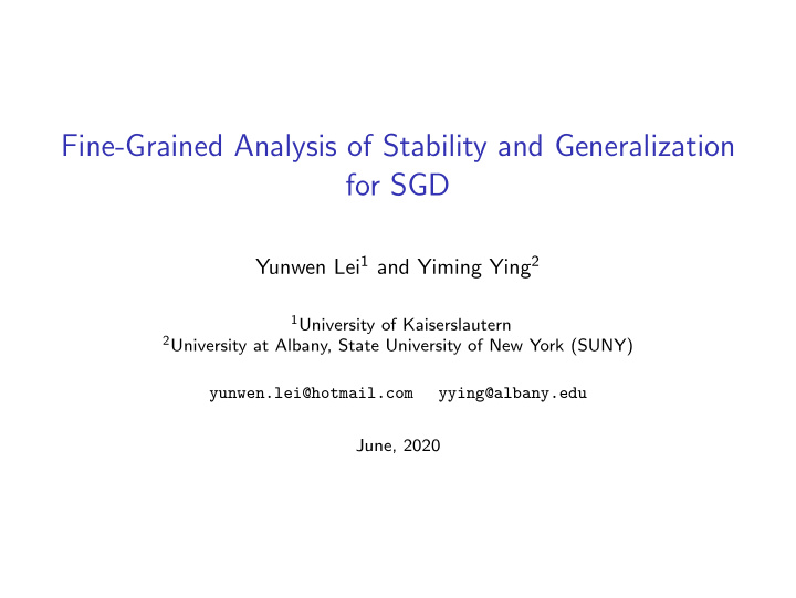 fine grained analysis of stability and generalization for