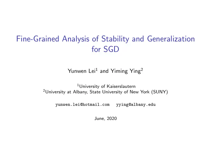 fine grained analysis of stability and generalization for