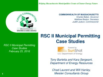 RSC II Municipal Permitting  Case Studies  RSC II Municipal Permitting  Case Studies  February 25,