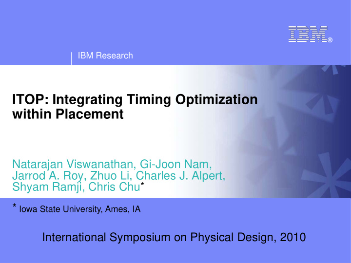 itop integrating timing optimization within placement