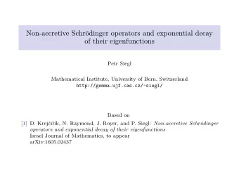 Non-accretive Schr  odinger operators and exponential decay  of their eigenfunctions  Petr Siegl