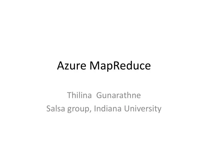 azure mapreduce