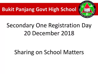 20 December 2018  Sharing on School Matters  Sharing on School Matters  School  Programmes  School
