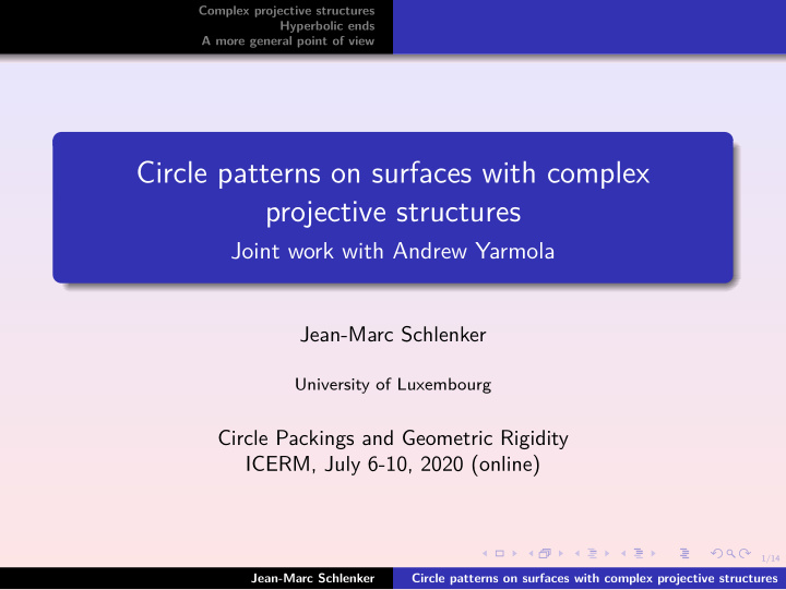 circle patterns on surfaces with complex projective