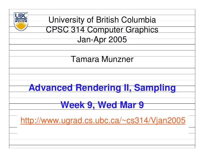 advanced rendering ii sampling week 9 wed mar 9