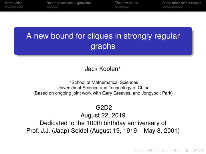 a new bound for cliques in strongly regular graphs