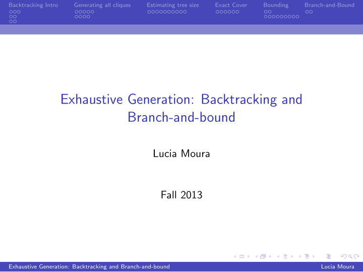 exhaustive generation backtracking and branch and bound