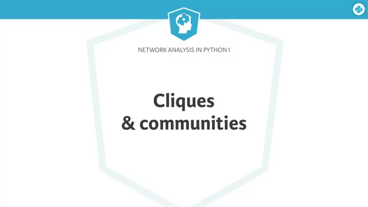 cliques communities