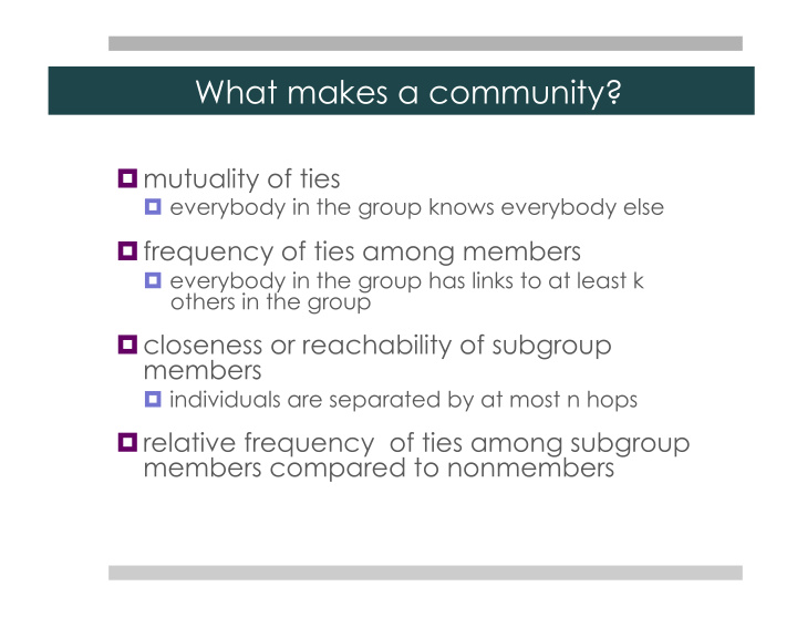 what makes a community