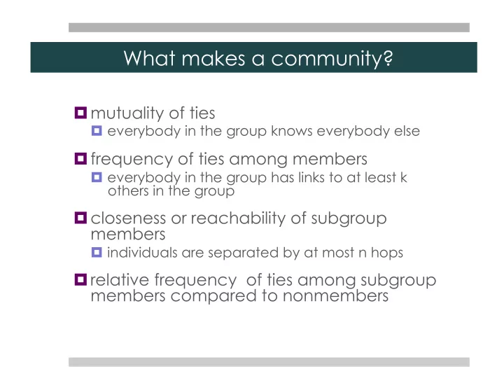 what makes a community