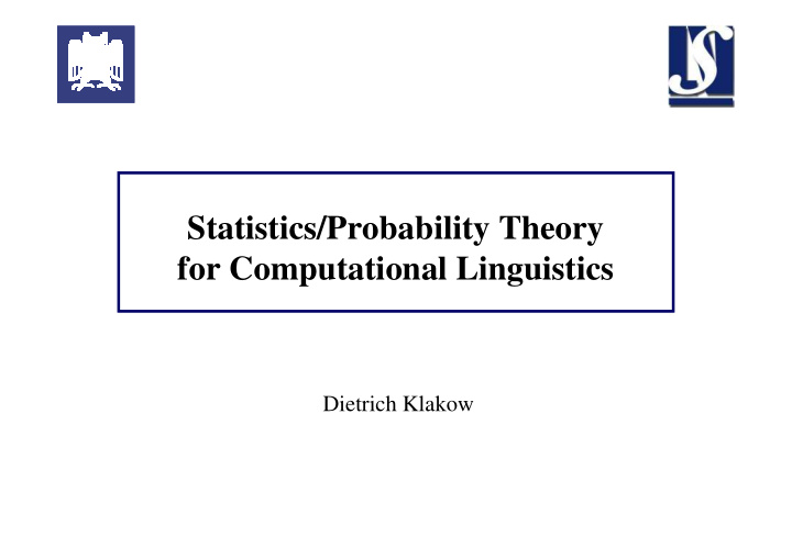 statistics probability theory for computational