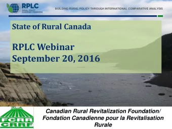 September 20, 2016  Canadian Rural Revitalization Foundation/  Fondation Canadienne pour la