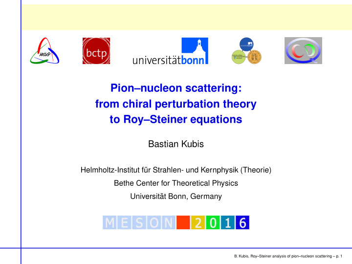 pion nucleon scattering from chiral perturbation theory