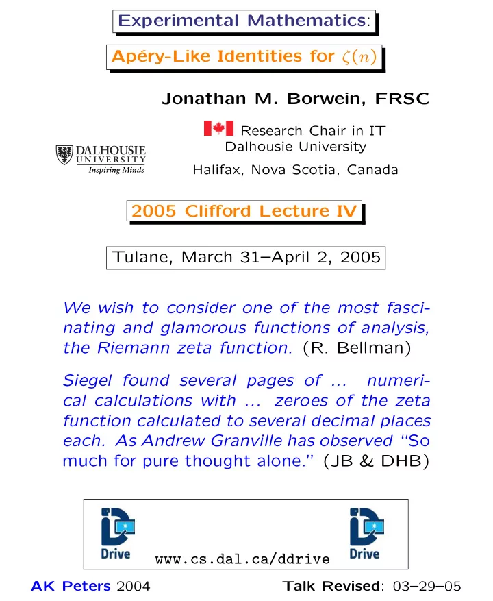 experimental mathematics ap ery like identities for n