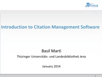 Introduction to Citation Management Software  Basil Marti  Thringer Universitts- und