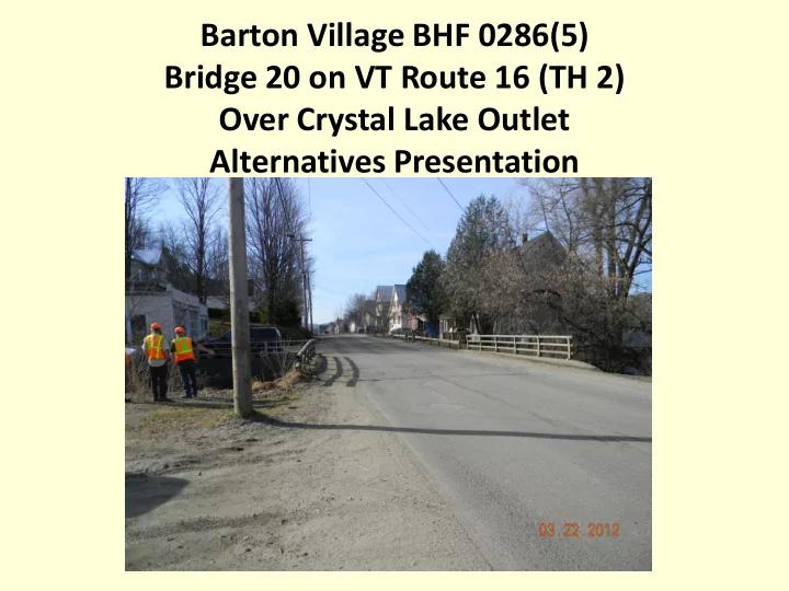alternatives presentation project location meeting outline