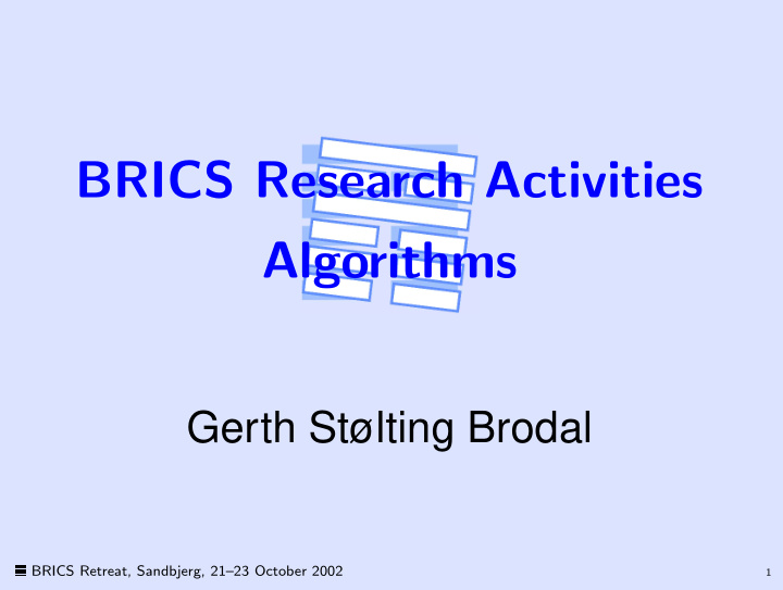 brics research activities algorithms