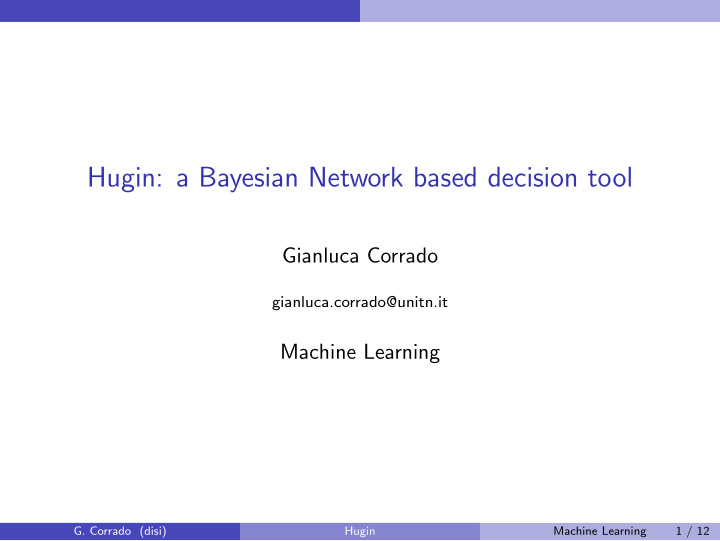 hugin a bayesian network based decision tool