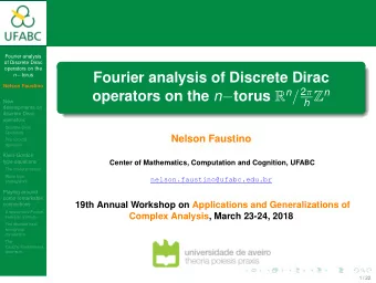 Fourier analysis of Discrete Dirac n  torus  Nelson Faustino operators on the n  torus R n /