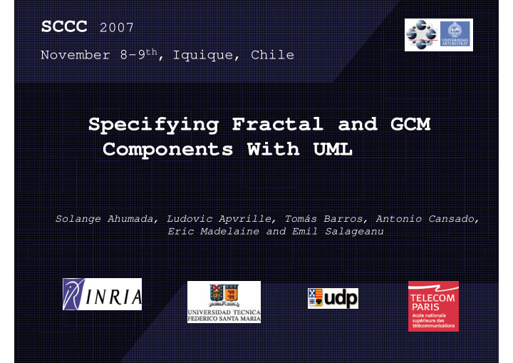specifying fractal and gcm components with uml