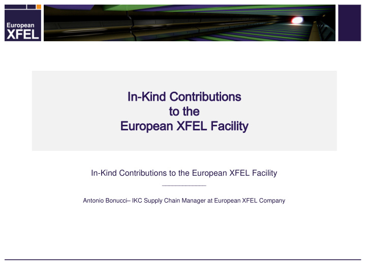 in kind contributions to the european xfel facility