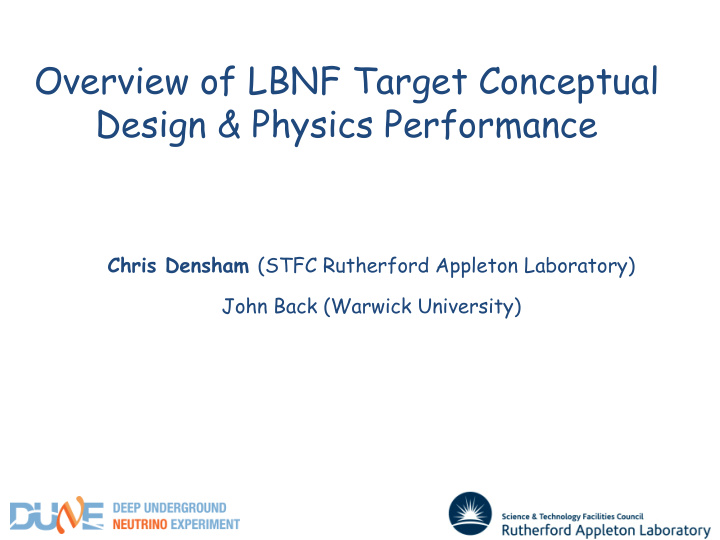 overview of lbnf target conceptual design physics