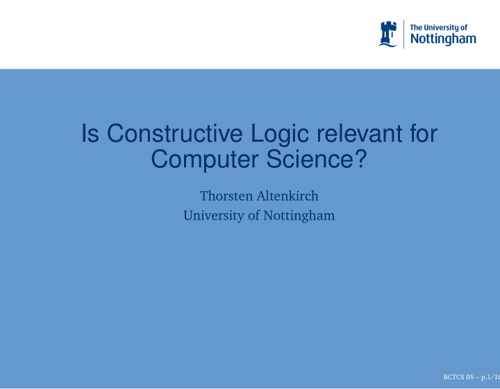 is constructive logic relevant for computer science