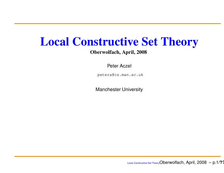 local constructive set theory