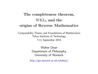 The completeness theorem, WKL 0 and the  origins of Reverse Mathematics  Computability Theory and
