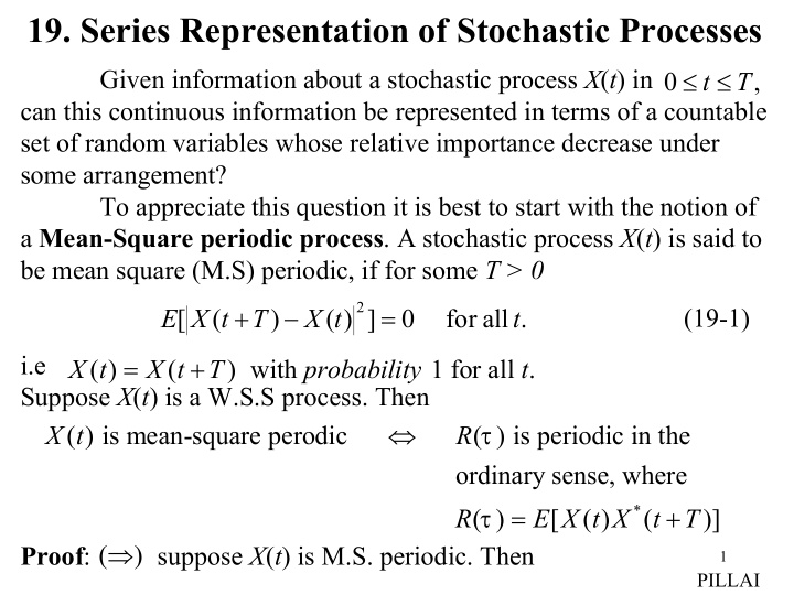 19 series representation of stochastic processes