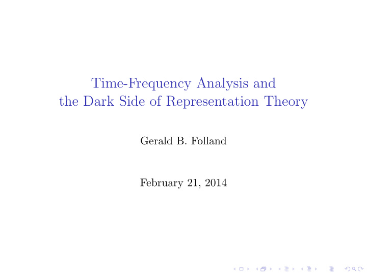 time frequency analysis and the dark side of